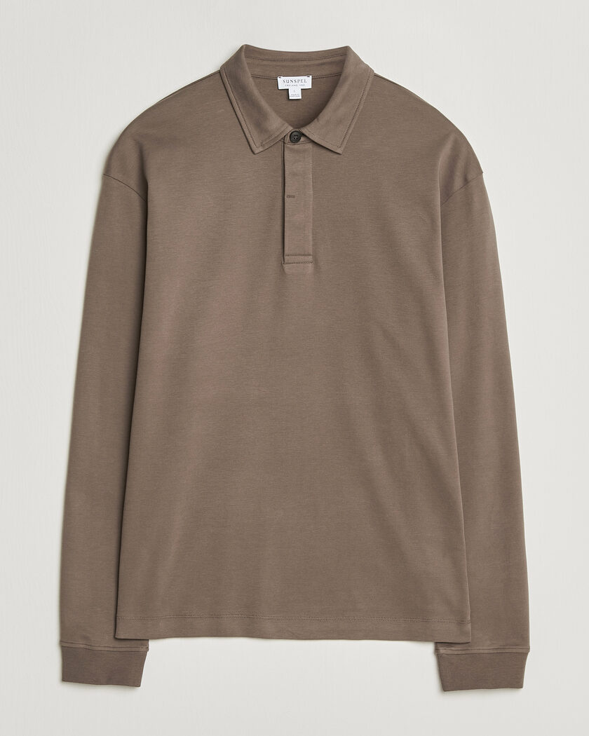 Sunspel Heavy Weight Supima Cotton Long Sleeve Polo Dark Cedar – Bruin