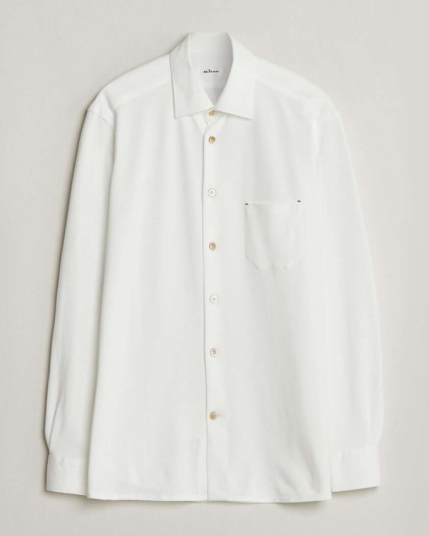 Kiton Jersey Piquet Shirt White – Wit