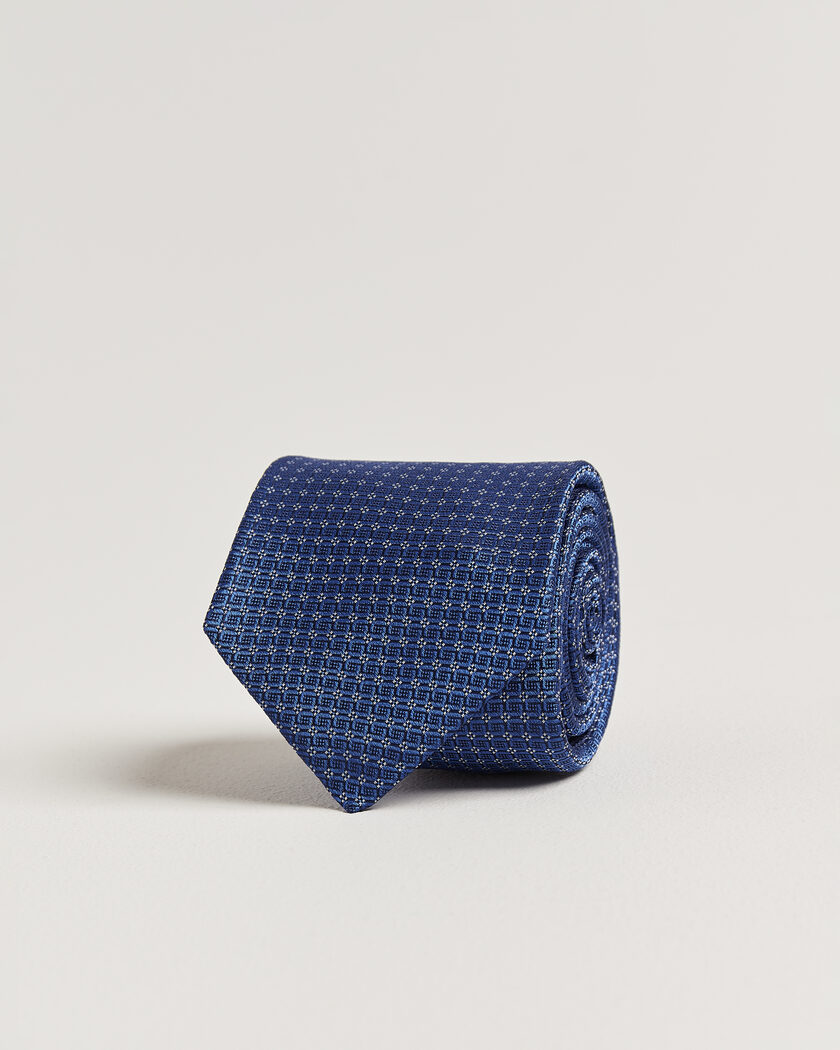 Kiton Micro Structure Silk Tie Navy – Blauw