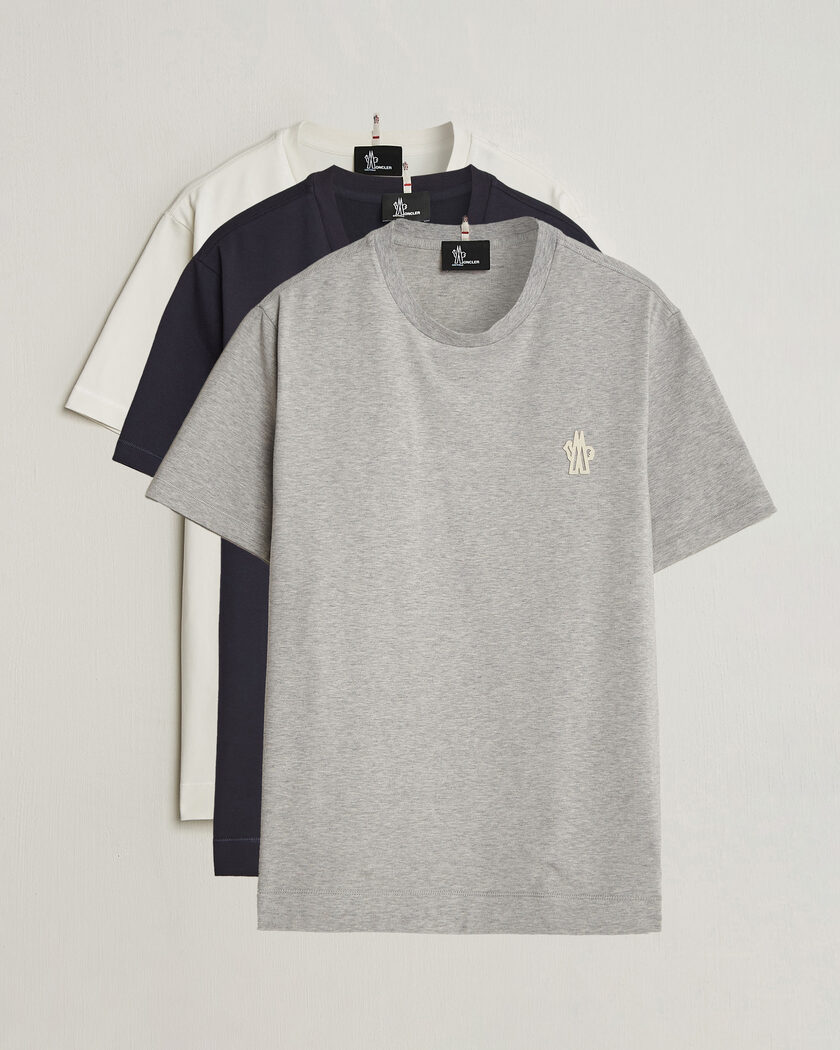 Moncler Grenoble 3-Pack Logo T-Shirts White/Grey/Black – Meerkleurig