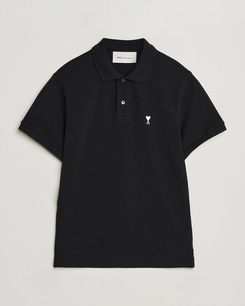 AMI Contrast Heart Logo Polo Black – Zwart