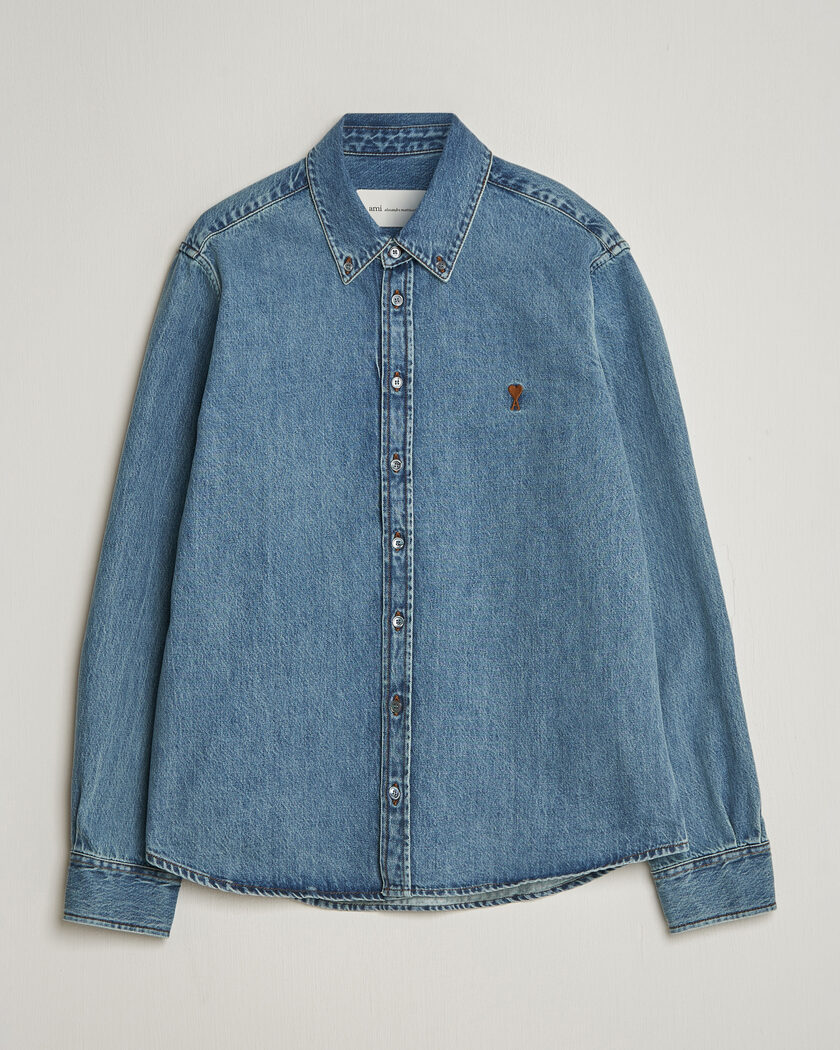 AMI Denim Overshirt Used Blue – Blauw