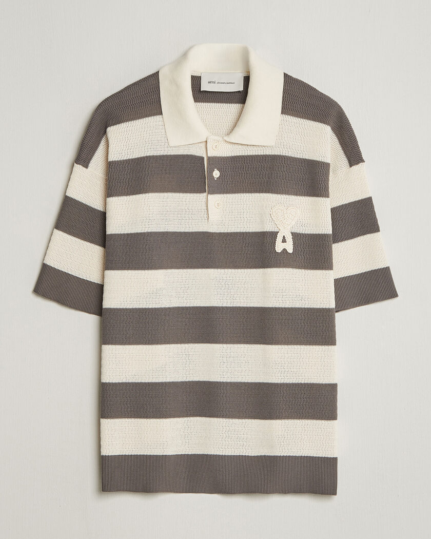 AMI Striped Polo White/Grey – Grijs