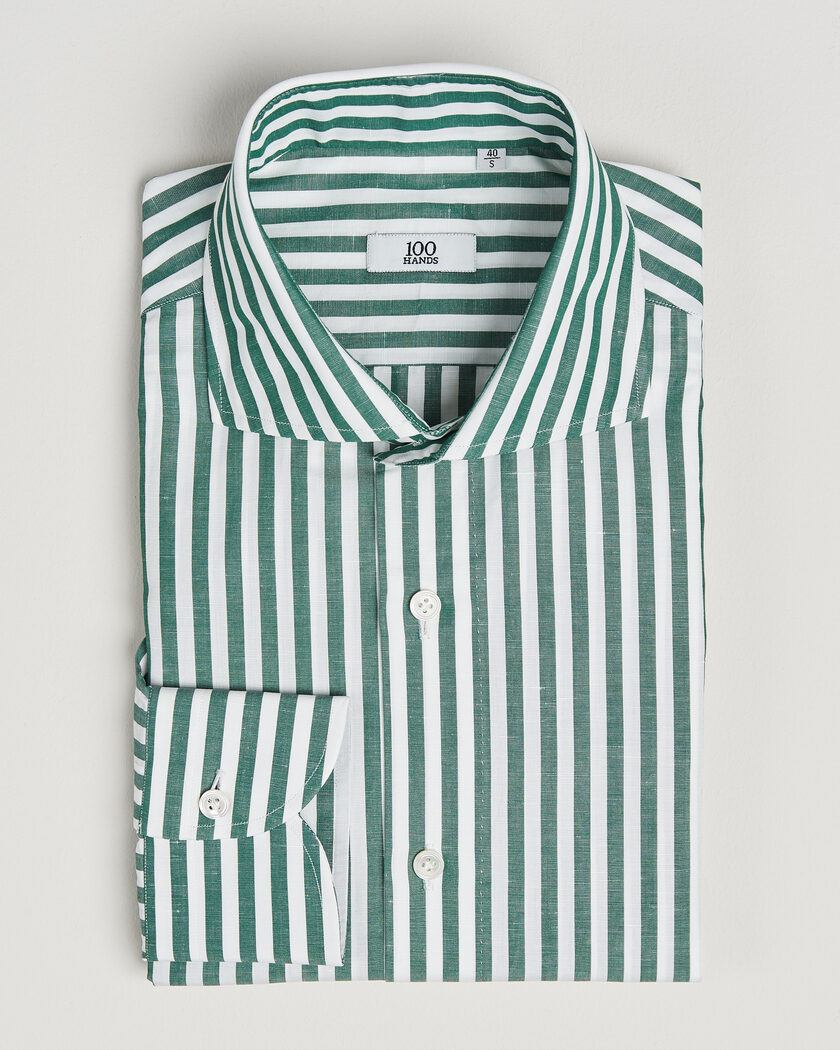 100Hands Cotton/Linen Bengal Stripe Shirt Green – Groen