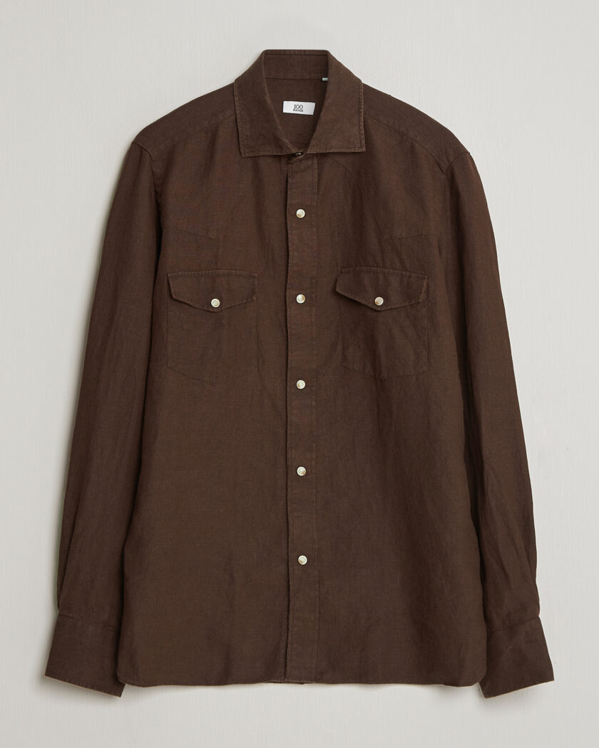 100Hands Two Pocket Western Linen Shirt Chocolate – Bruin