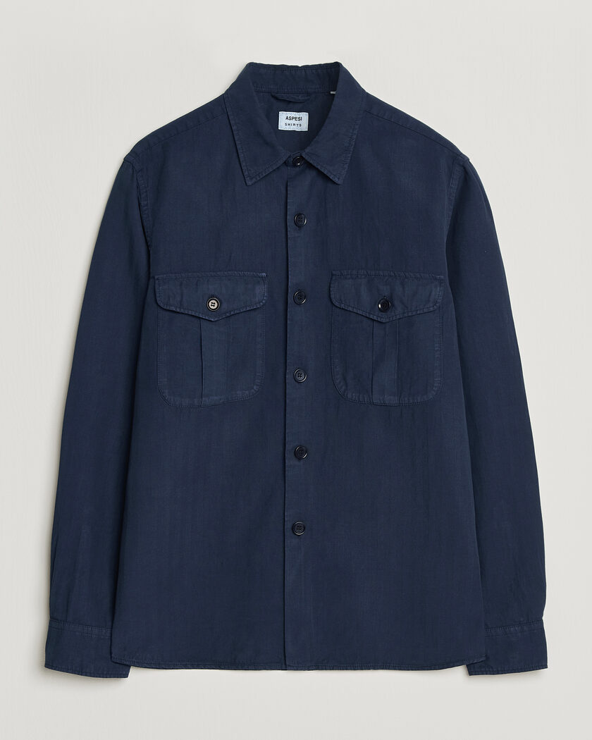Aspesi Double Pocket Overshirt Navy – Blauw
