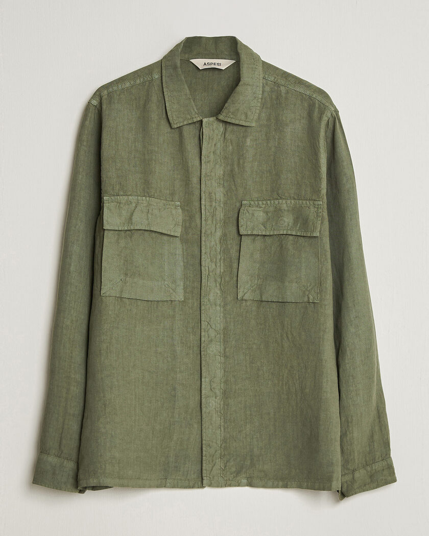 Aspesi Linen Overshirt Military – Groen