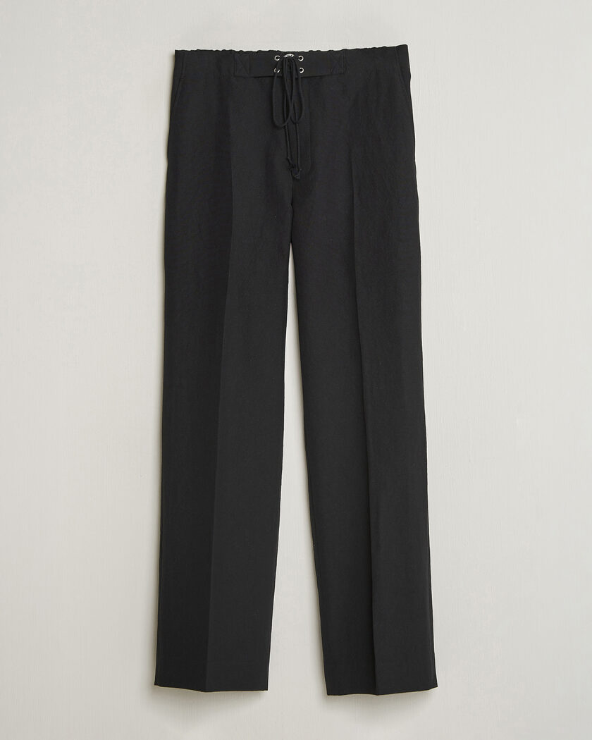 Auralee Wool/Linen Ox Drawstring Pants Black – Zwart