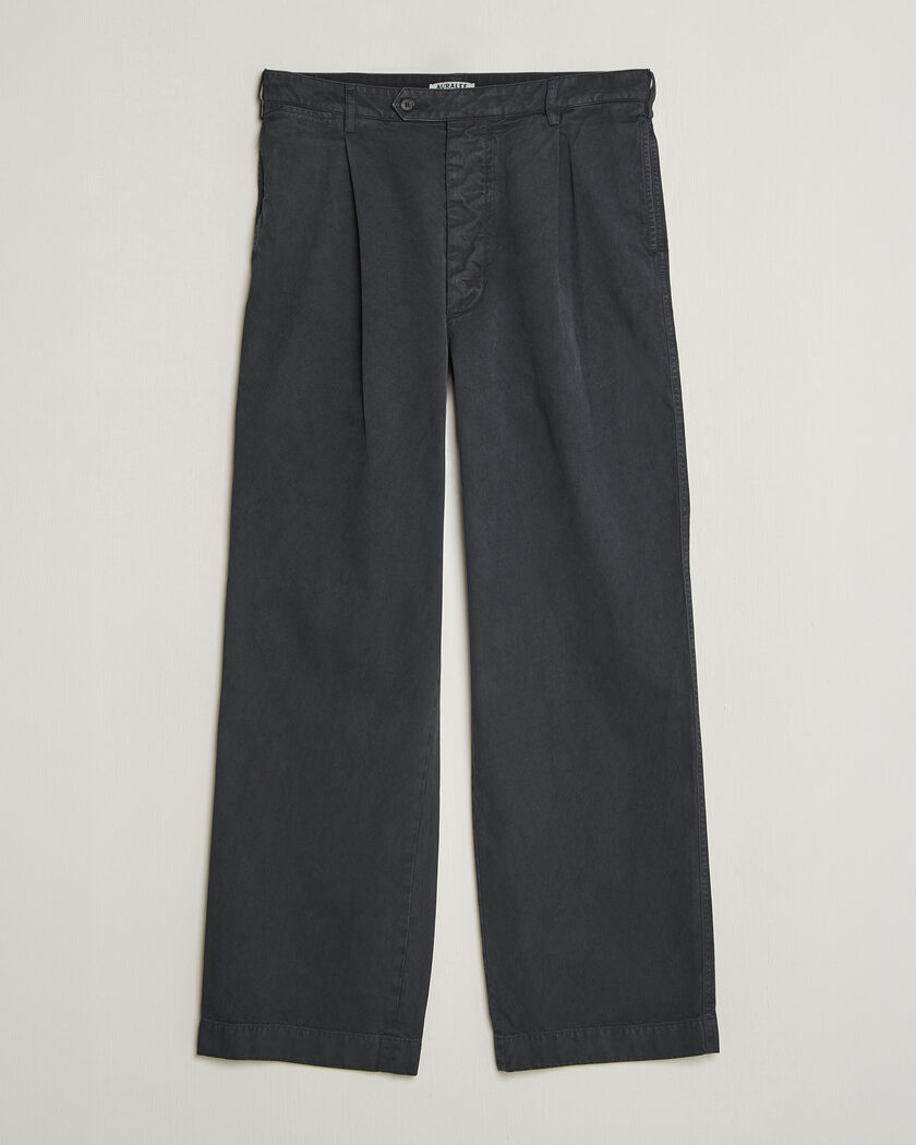 Auralee Garment Dyed Finx Chinos Black – Zwart
