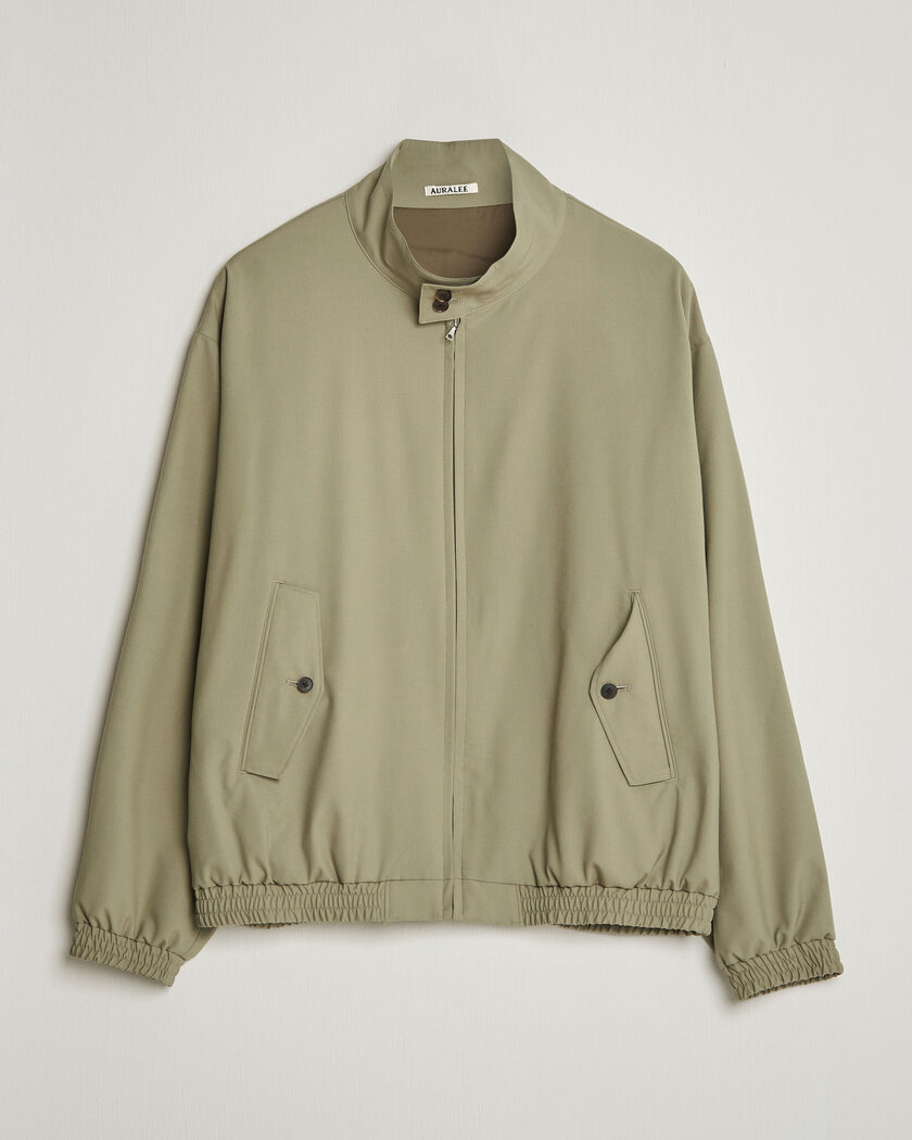 Auralee Wool Zip Bomber Jacket Light Khaki – Groen