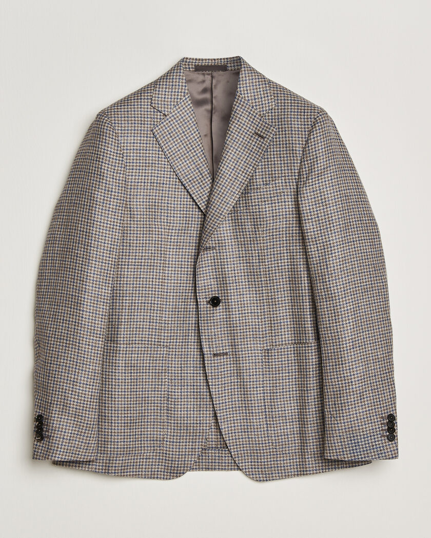 Caruso Aida Linen/Wool Blazer Navy/Grey Check – Meerkleurig