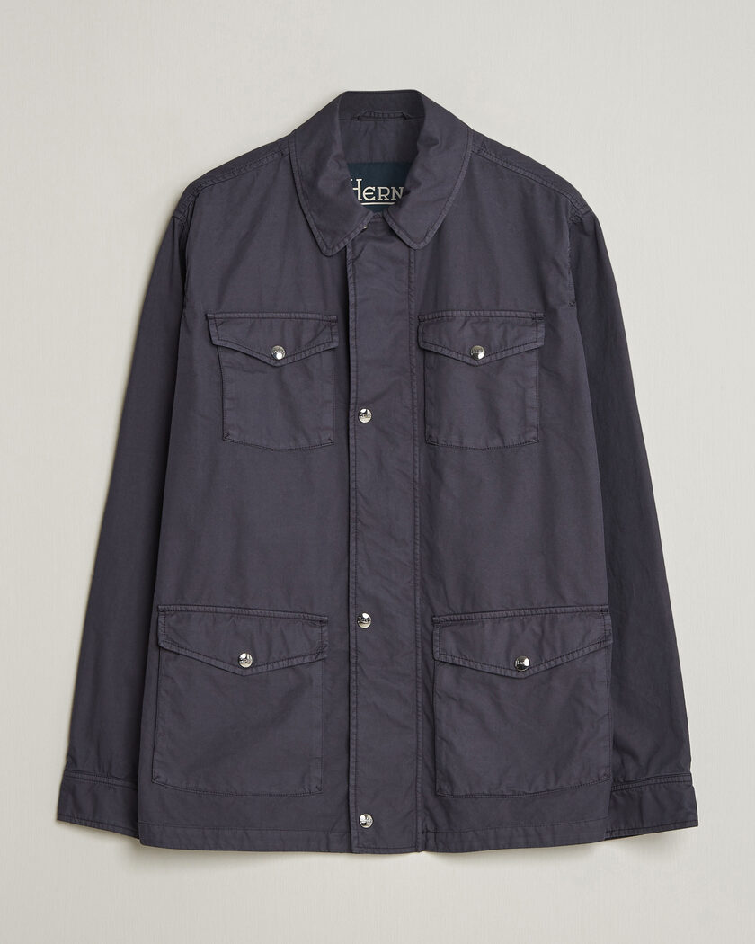 Herno Washed Cotton Field Jacket Navy – Blauw