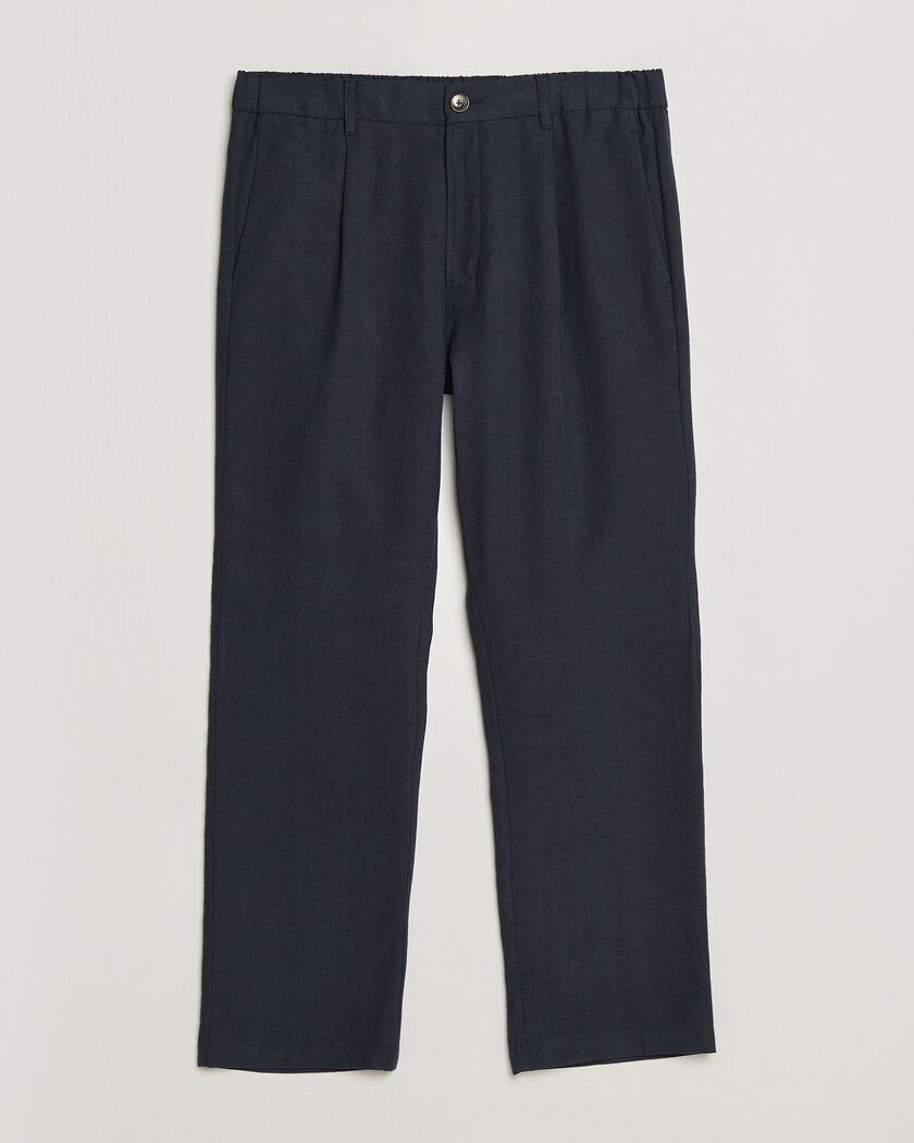 Herno Cotton/Linen Drawstring Pants Navy – Blauw