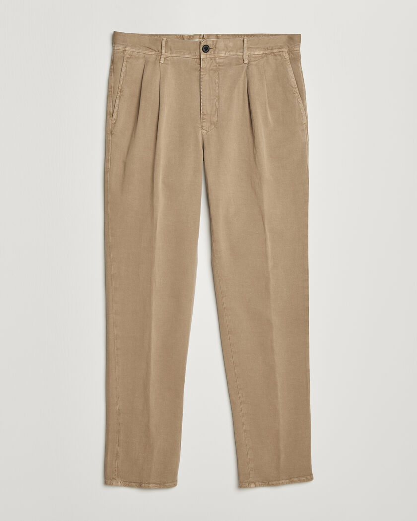 Incotex Tapered Fit Pleated Linen Slacks Brown – Bruin