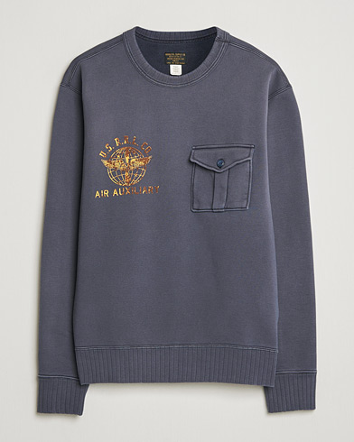 RRL Training Crew Sweatshirt Faded Blue – Blauw