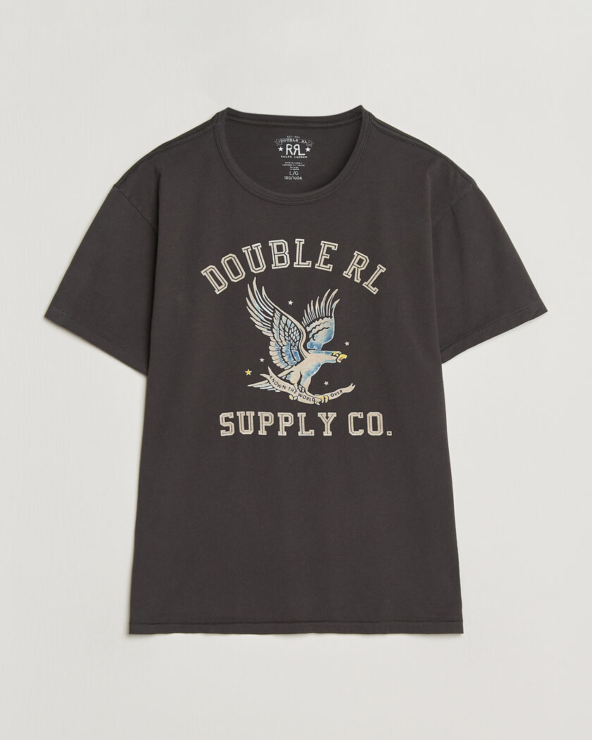 RRL Eagle Print Tee Faded Black – Zwart