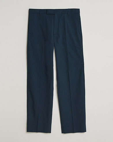 Palmes Pleated Cotton Trousers Navy – Blauw