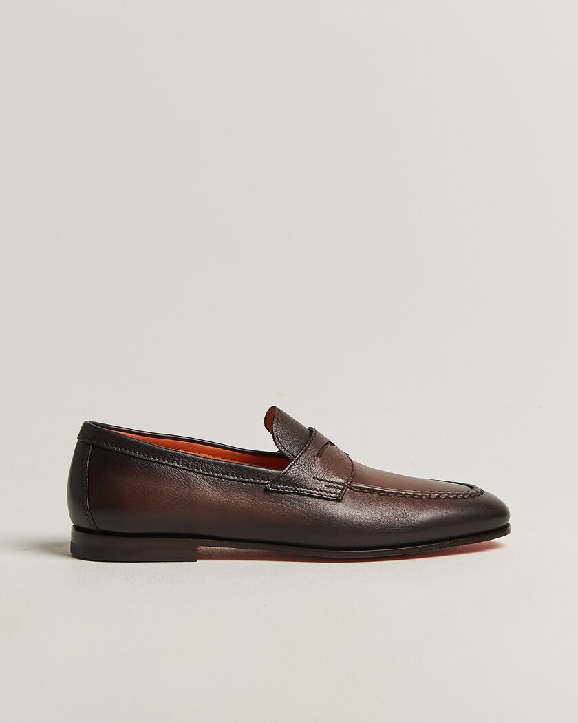 Santoni Penny Loafers Dark Brown Calf – Bruin
