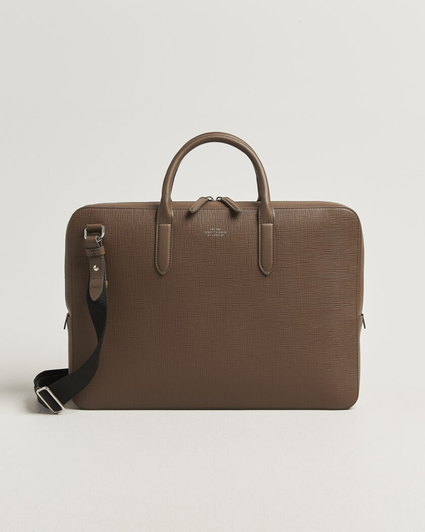 Smythson Panama Slim Lightweight Briefcase Fawn – Beige