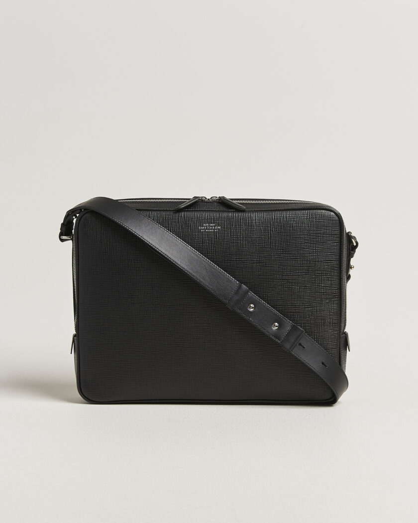 Smythson Panama Slim Messenger Bag Black – Zwart