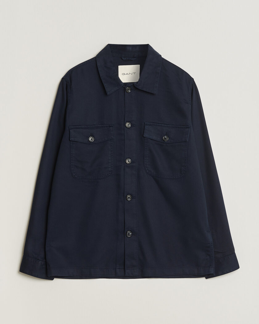Gant Regular Fit Lyocell Overshirt Evening Blue – Blauw