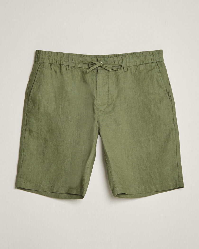 GANT Regular Fit Linen Drawstring Shorts Dry Herb Green – Groen