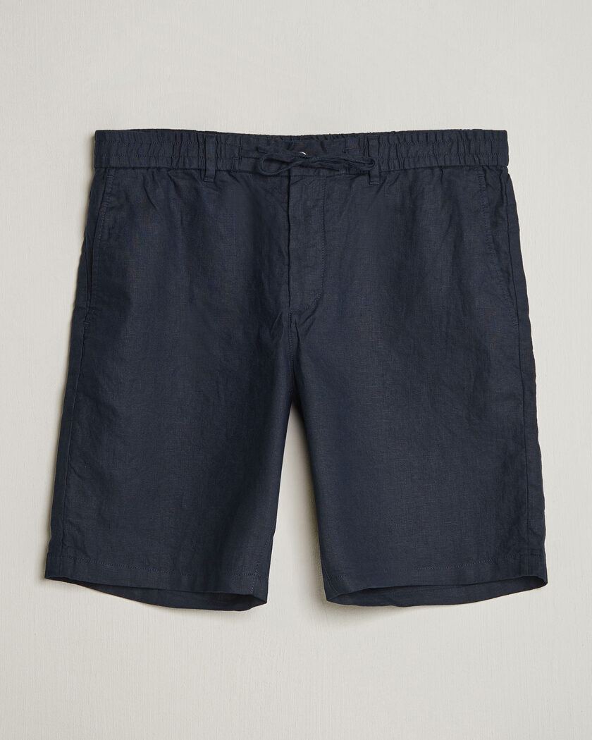 GANT Regular Fit Linen Drawstring Shorts Evening Blue – Blauw