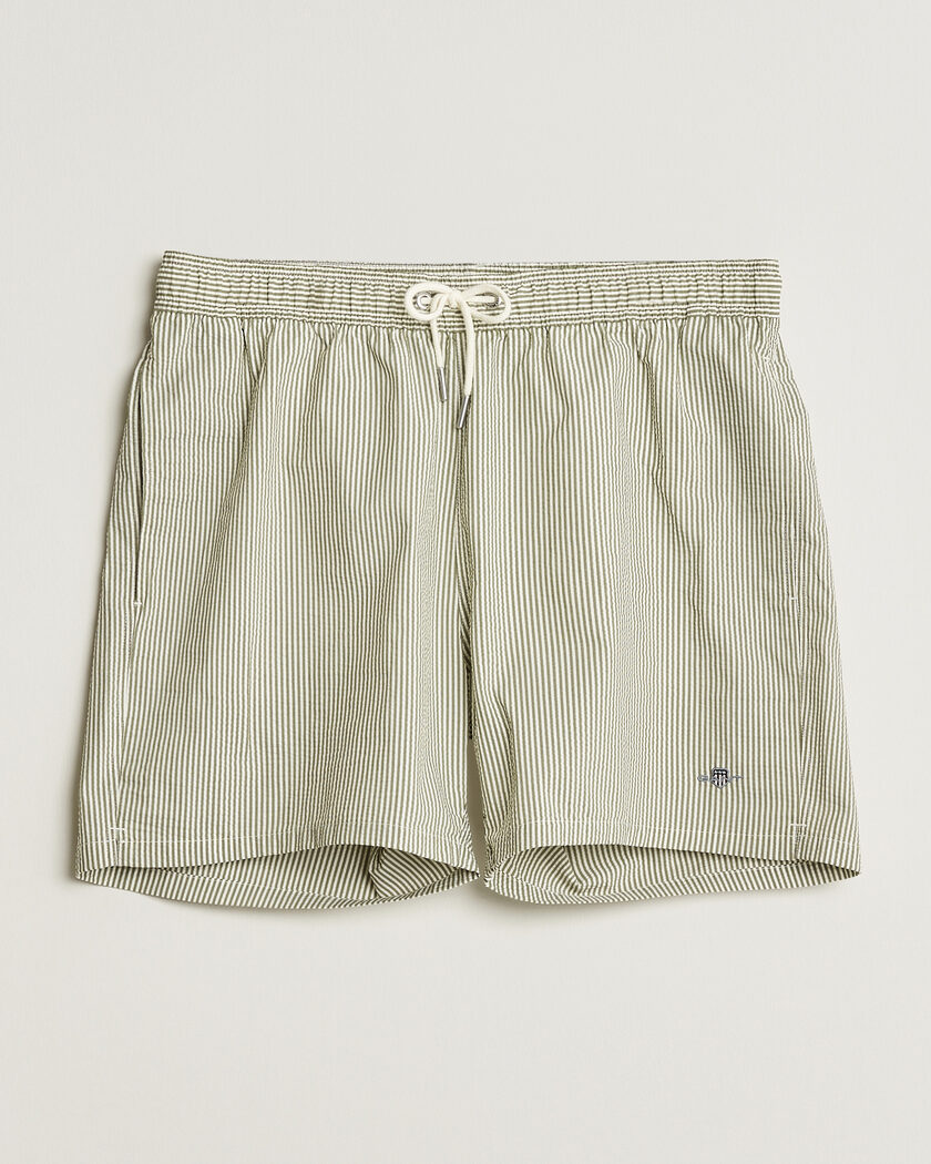 Gant Seersucker Striped Swimshorts Dry Herb Green – Groen