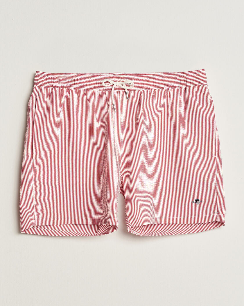 Gant Seersucker Striped Swimshorts Rose Red – Rood