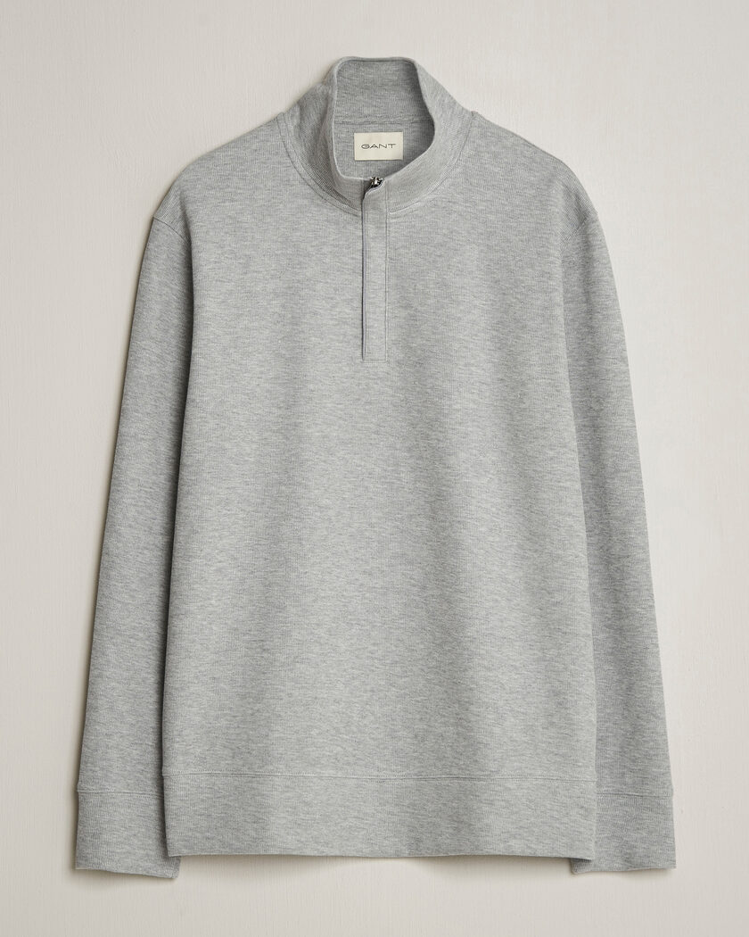 Gant Light Sacker Rib Half Zip Grey Melange – Grijs