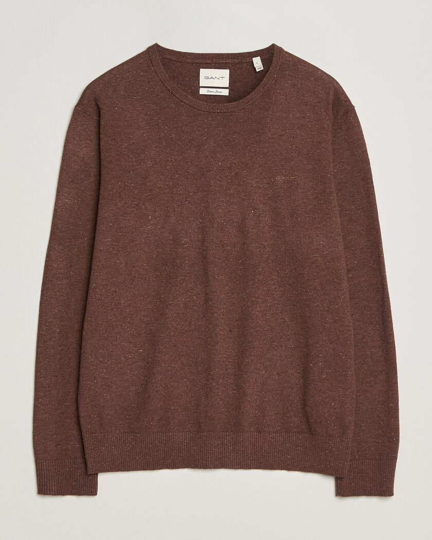 Gant Cotton/Linen Slub Knitted Sweater Hazelnut Melange – Bruin