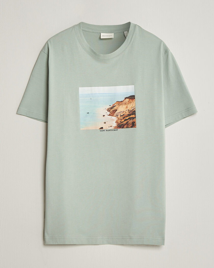 GANT Scenery Graphic Crew Neck T-Shirt Ceramic Grey – Groen