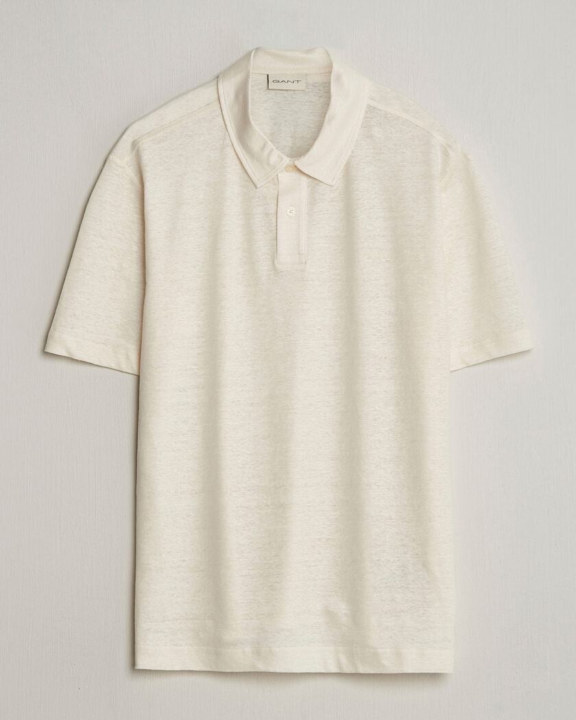 GANT Linen Polo Creamed White – Wit