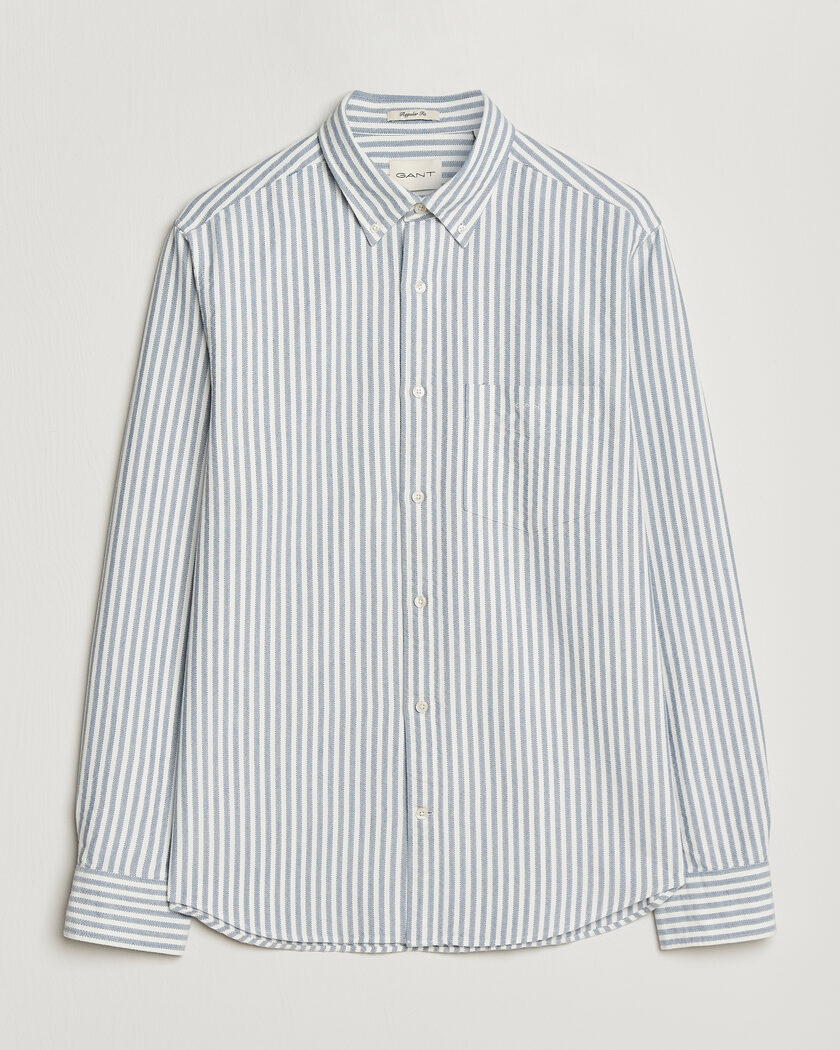 GANT Regular Fit Textured Striped Shirt Vintage Blue – Blauw