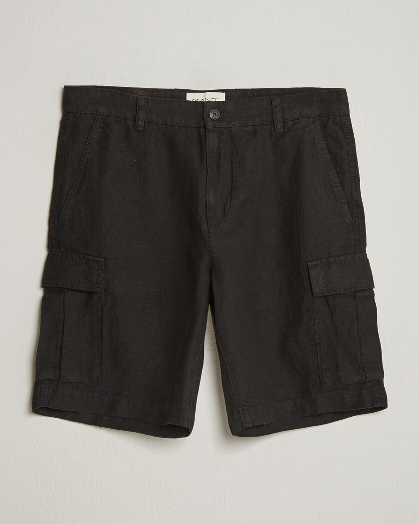GANT Regular Fit Linen Cargo Shorts Ebony Black – Zwart
