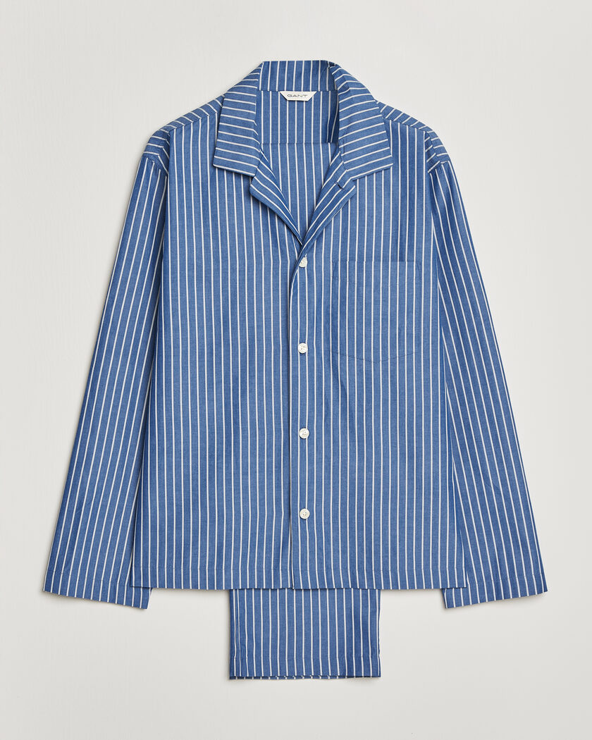 Gant Striped Poplin Pyjama Set Deep Cobalt – Blauw