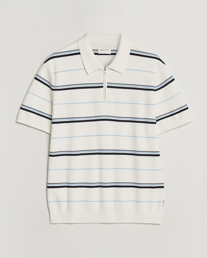 Gant Striped Knitted Polo Eggshell – Wit