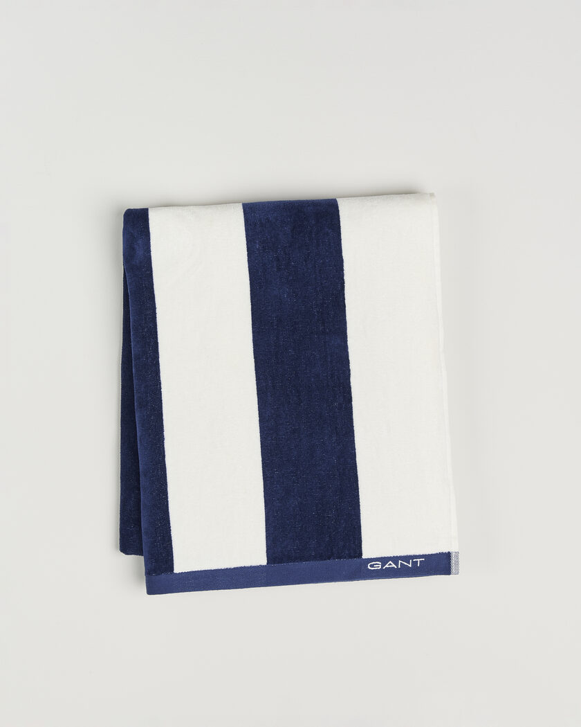GANT Striped Beach Towel Vintage Blue – Blauw