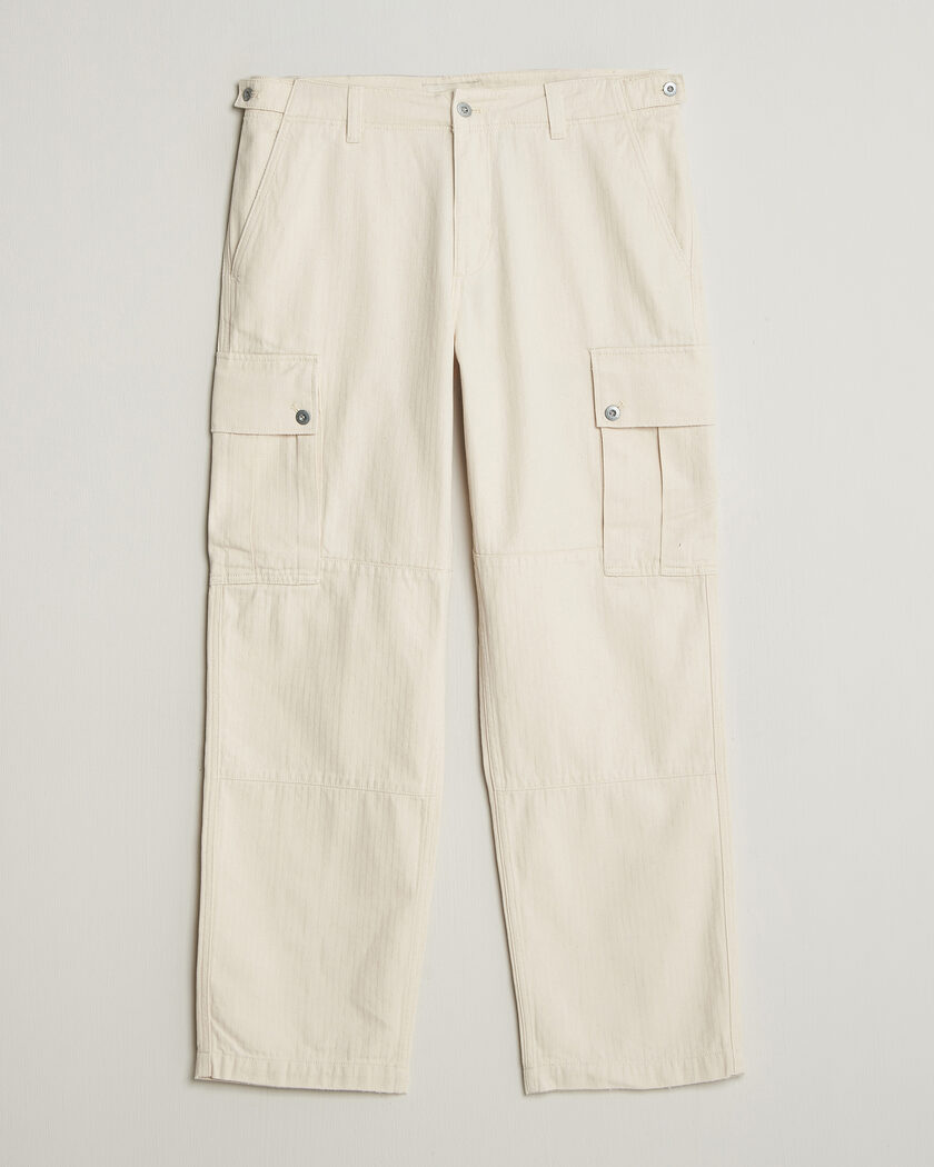 Gant Relaxed Fit Herringbone Cargo Pants Creamed White – Wit