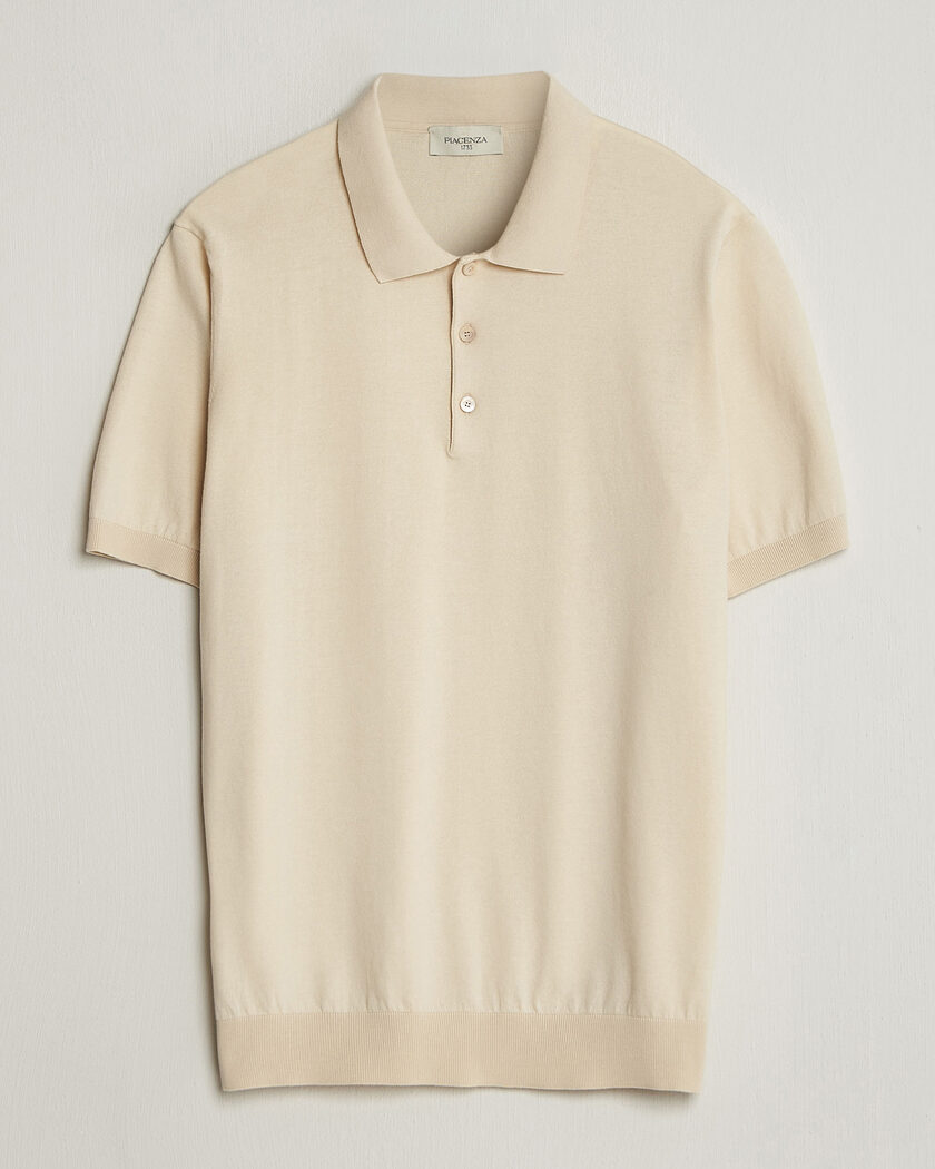 Piacenza Cashmere Short Sleeve Knitted Polo Off White – Wit