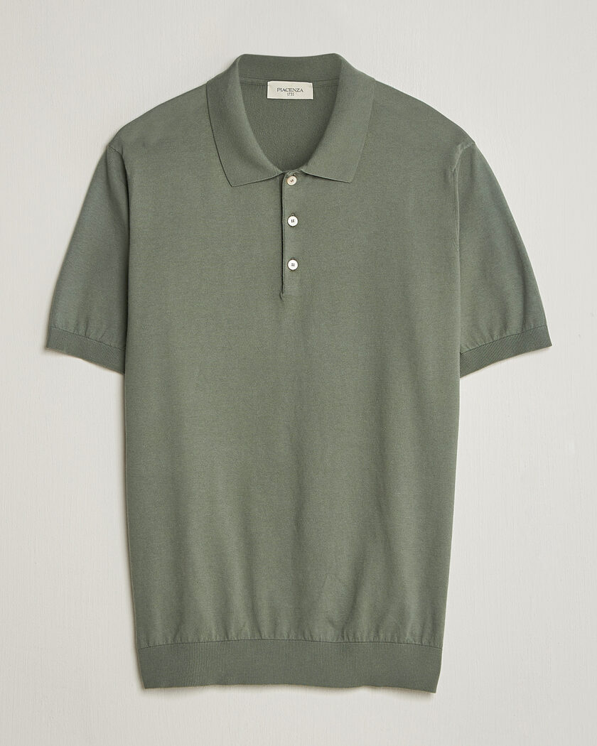 Piacenza Cashmere Short Sleeve Knitted Polo Sage – Groen