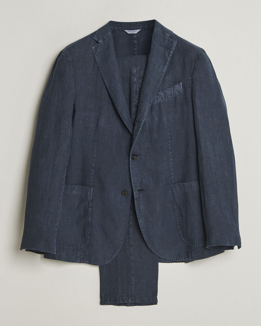 Boglioli K Jacket Linen Suit Navy – Blauw