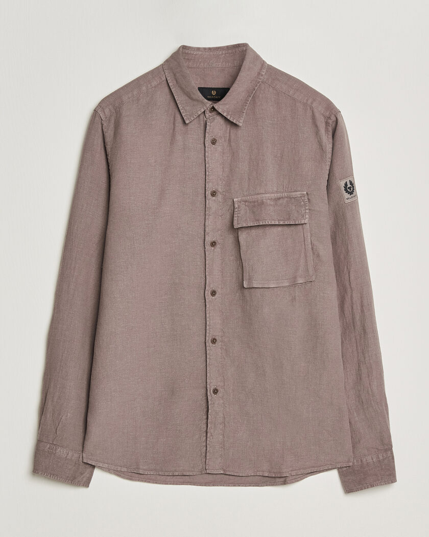 Belstaff Scale Linen Shirt Asphalt  – Bruin
