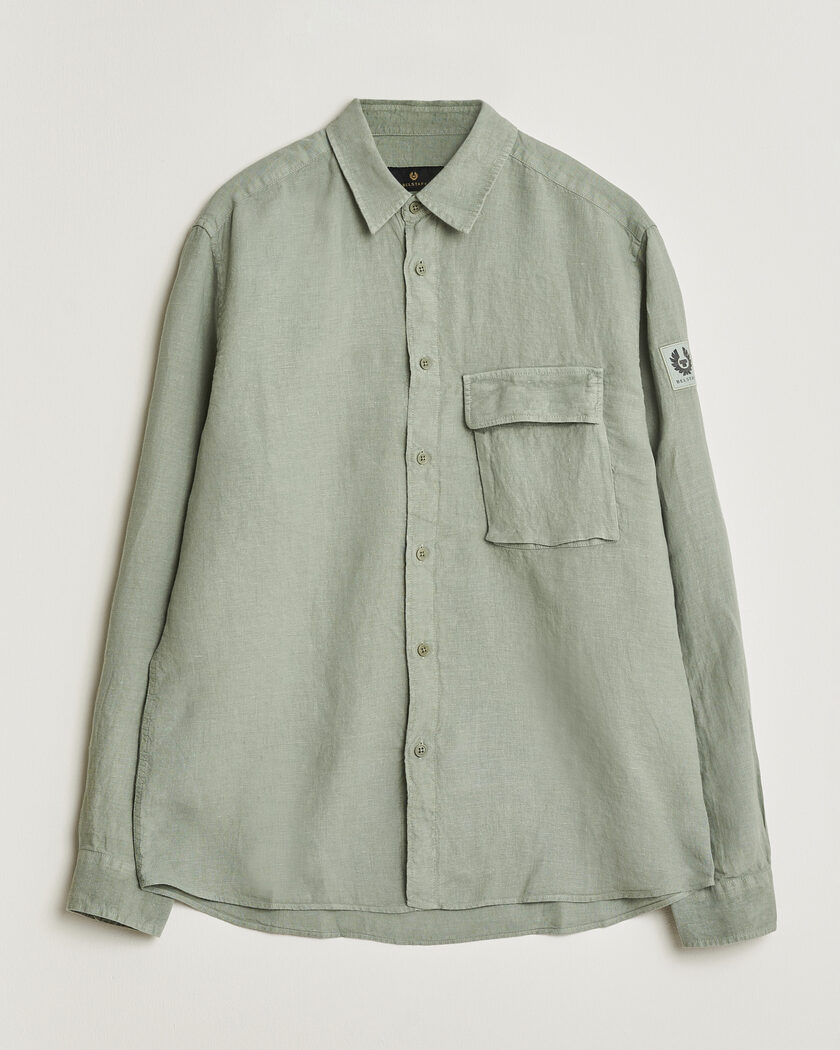 Belstaff Scale Linen Shirt Lichen – Groen