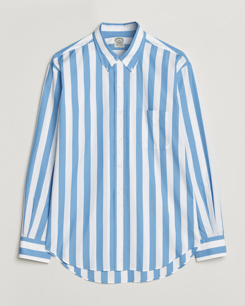 Kamakura Shirts Vintage Ivy Button Down Shirt Bold Blue Stripe – Blauw