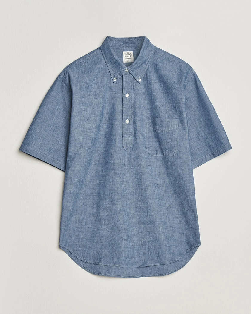 Kamakura Shirts Vintage Ivy Half Sleeve Chambray Popover Blue – Blauw