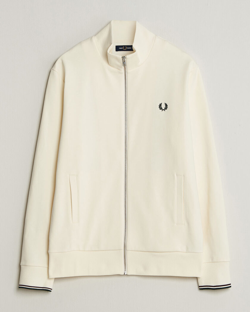 Fred Perry Full Zip Sweatshirt Ecru – Wit