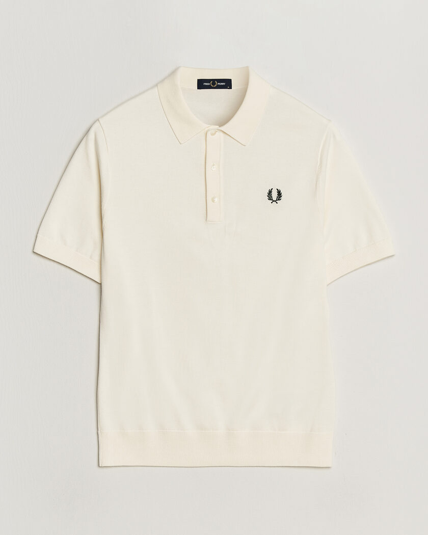 Fred Perry Cotton Knitted Polo Ecru – Wit