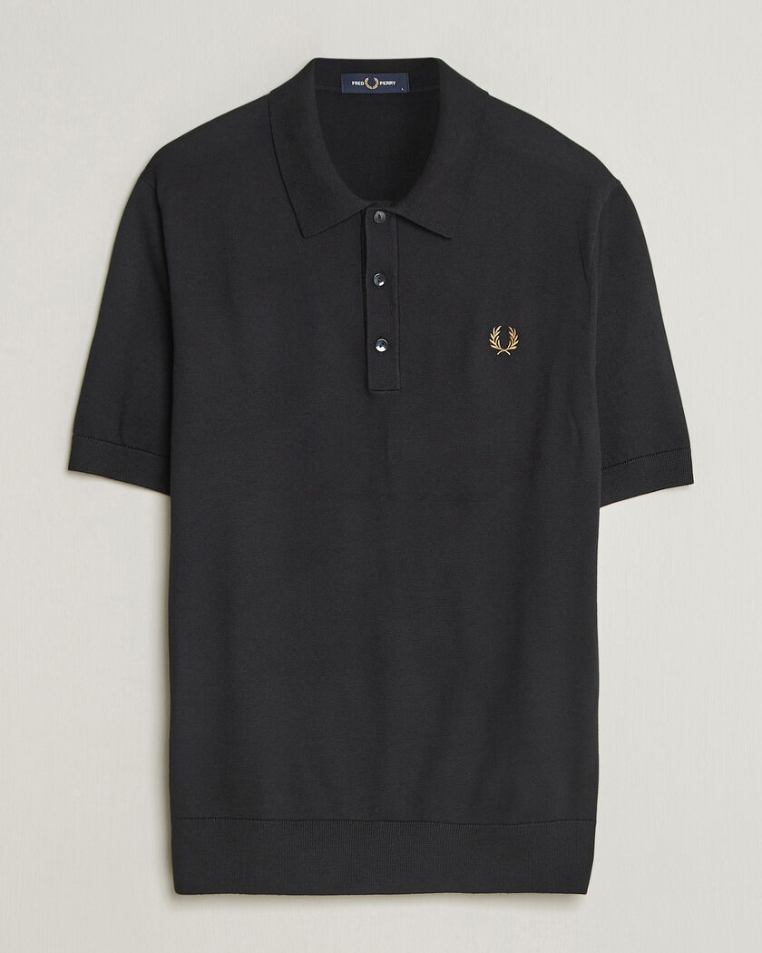 Fred Perry Cotton Knitted Polo Black – Zwart