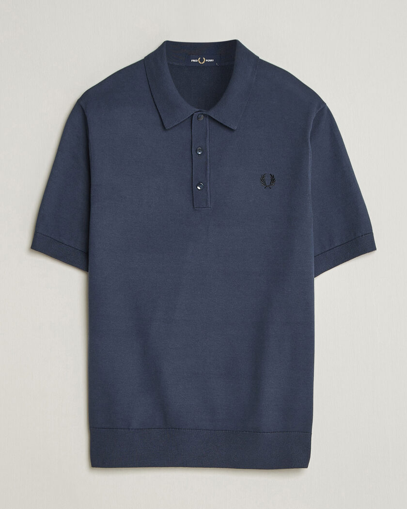 Fred Perry Cotton Knitted Polo Dark Airforce – Grijs
